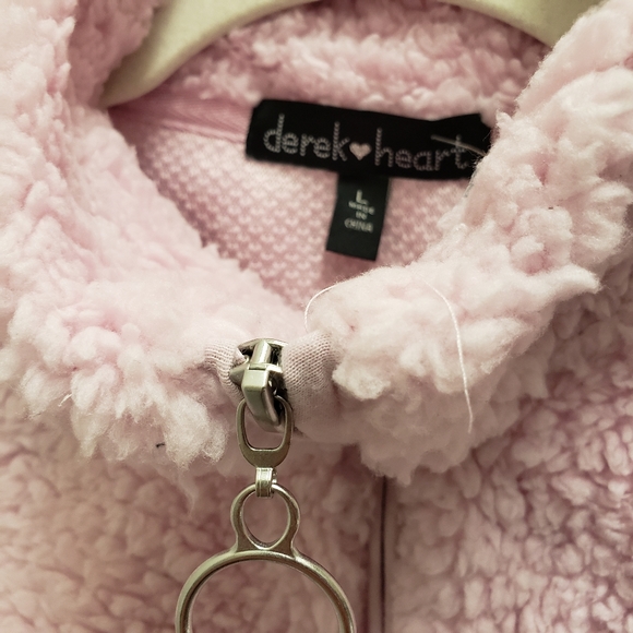 NWT Derek Heart Pink Fleece Teddy Pullover Sz Lg - Picture 4 of 6